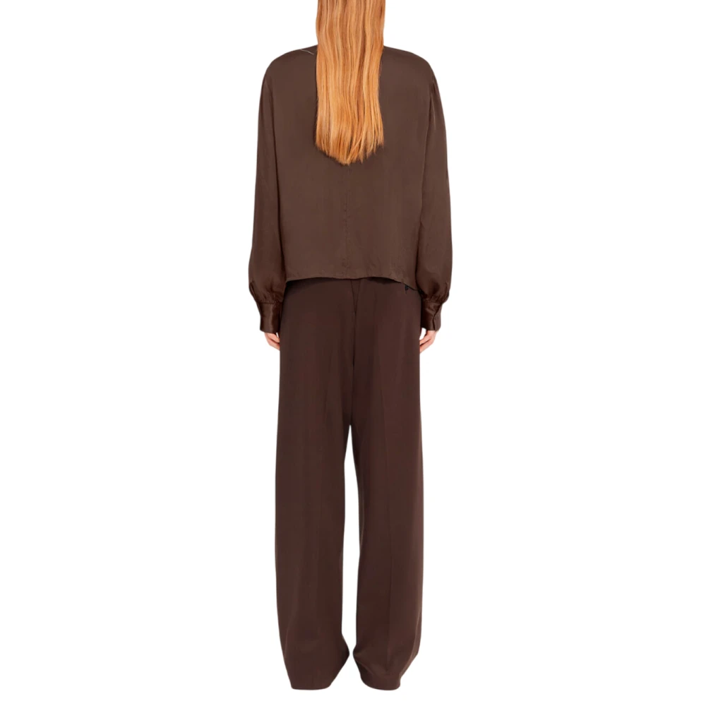 MM6 Maison Margiela Bruine Satijnen Blouse met Voorste Knoop Brown Dames