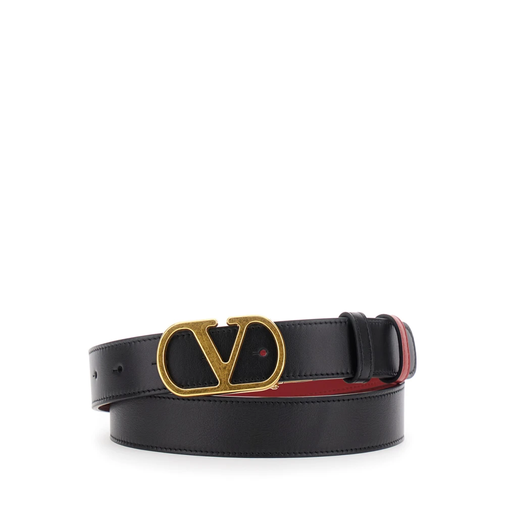 Valentino Garavani Vlogo Signature Reversible Belt - Female - Belts - Black - 90 Cm - Accessories