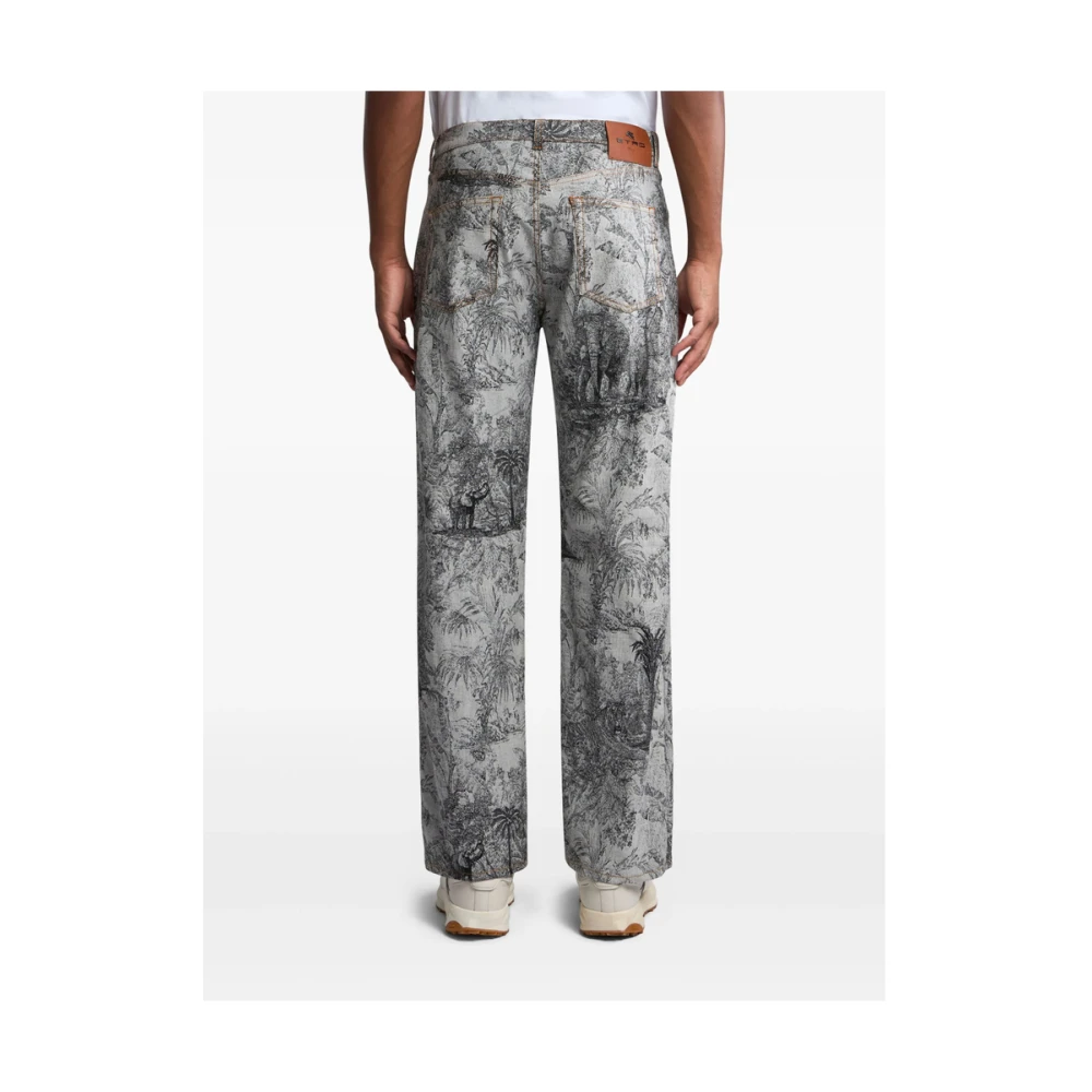 ETRO Grijs Patroon Jacquard Jeans Gray Heren