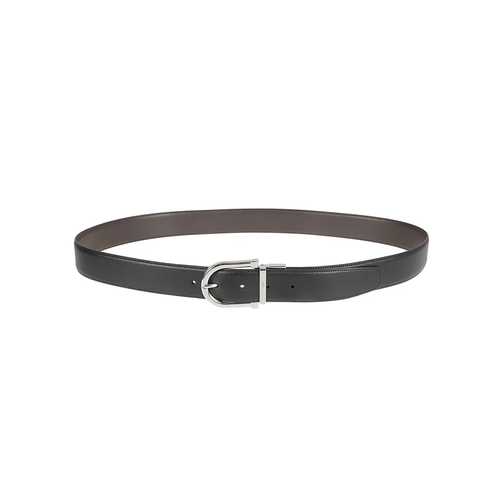 Z Zegna Zwart Staffa Gesp Riem Black Heren