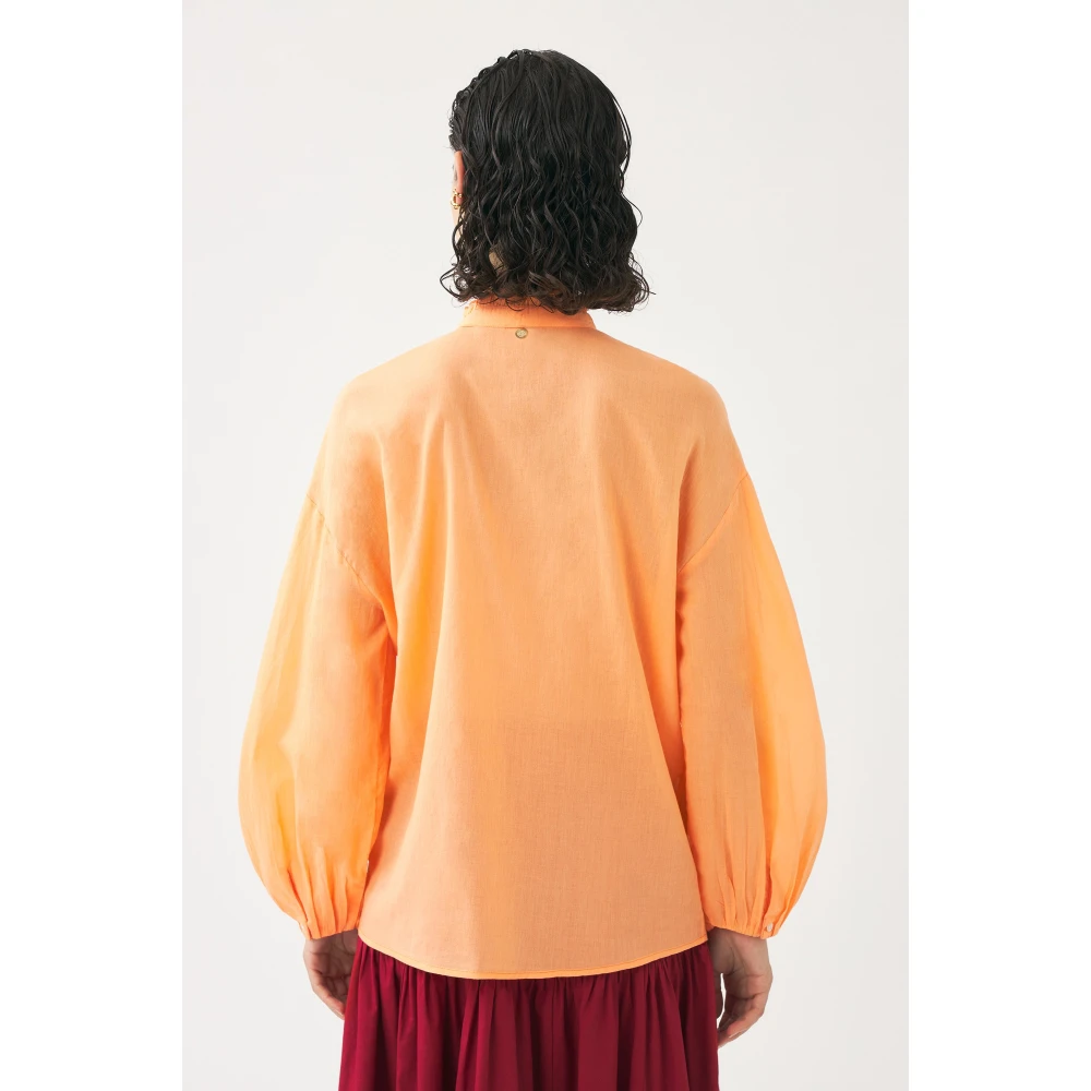 Antik batik Katoenen voile blouse Anna Orange Dames