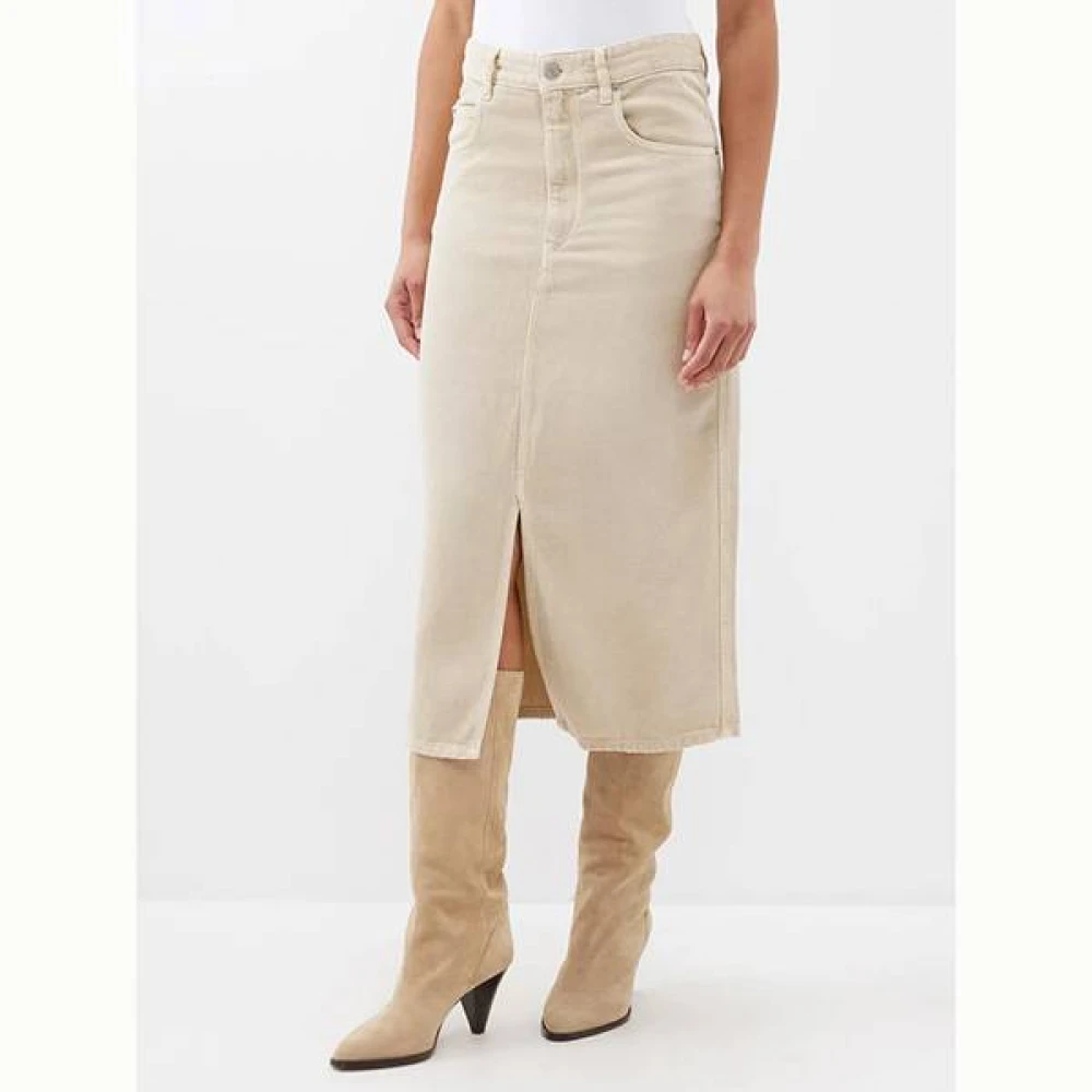 Isabel Marant Étoile Ecru Midi Rok met Voor Split Beige Dames