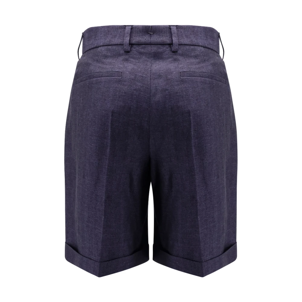 Berluti Geplooide Linnen Bermuda Shorts Blue Heren