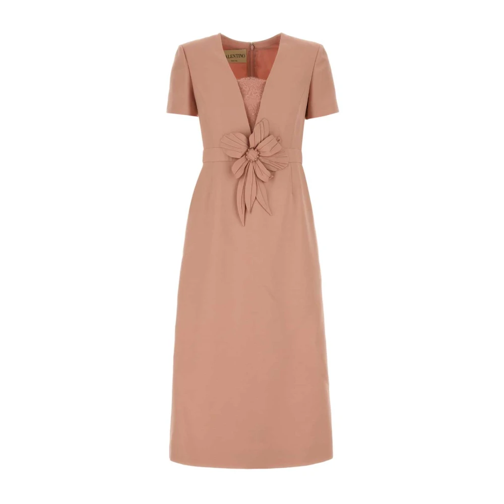 Valentino Garavani Pink Midi Dresses, Female, S, Wool Blend Dress