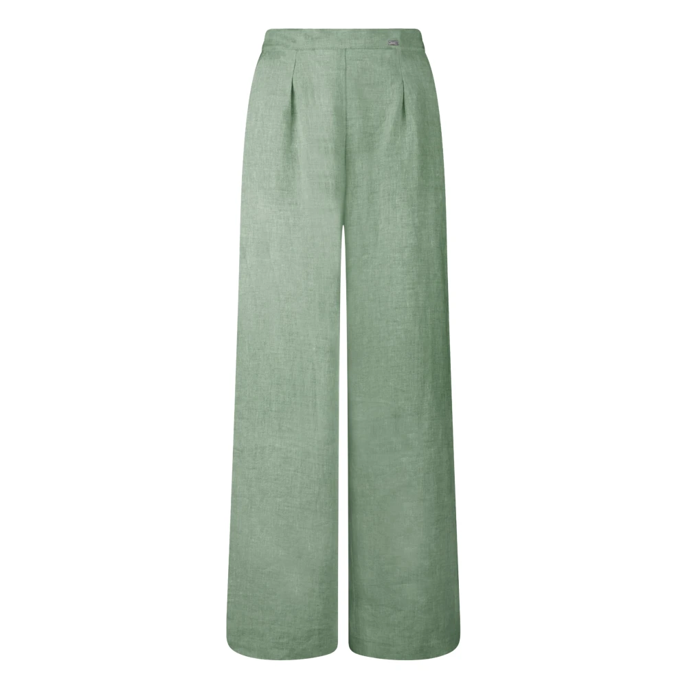 Bomboogie Donna Verde - Pantaloni Palazzo In Lino - Trousers - L