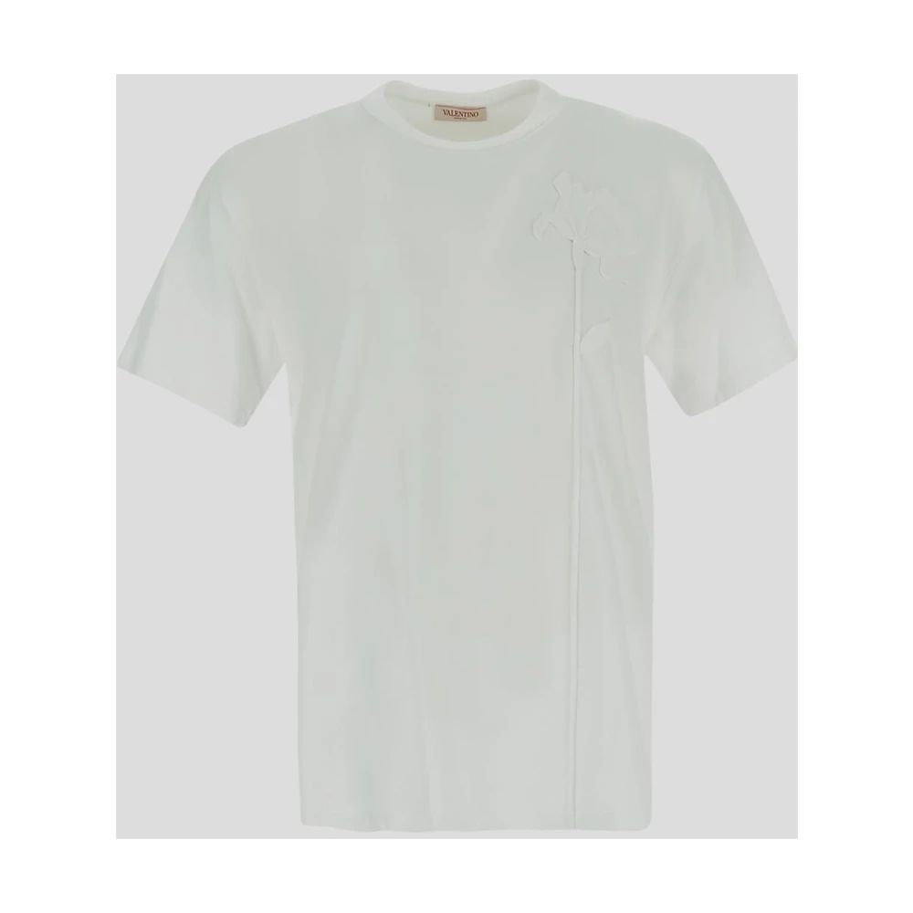 Valentino Katoenen Bloemen T-shirt White Heren