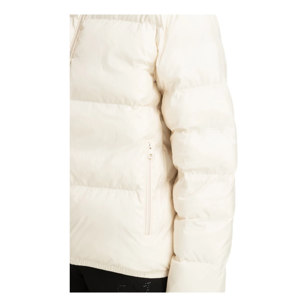 Emporio Armani EA7 Effen Logo Rits Donsjas Beige Dames