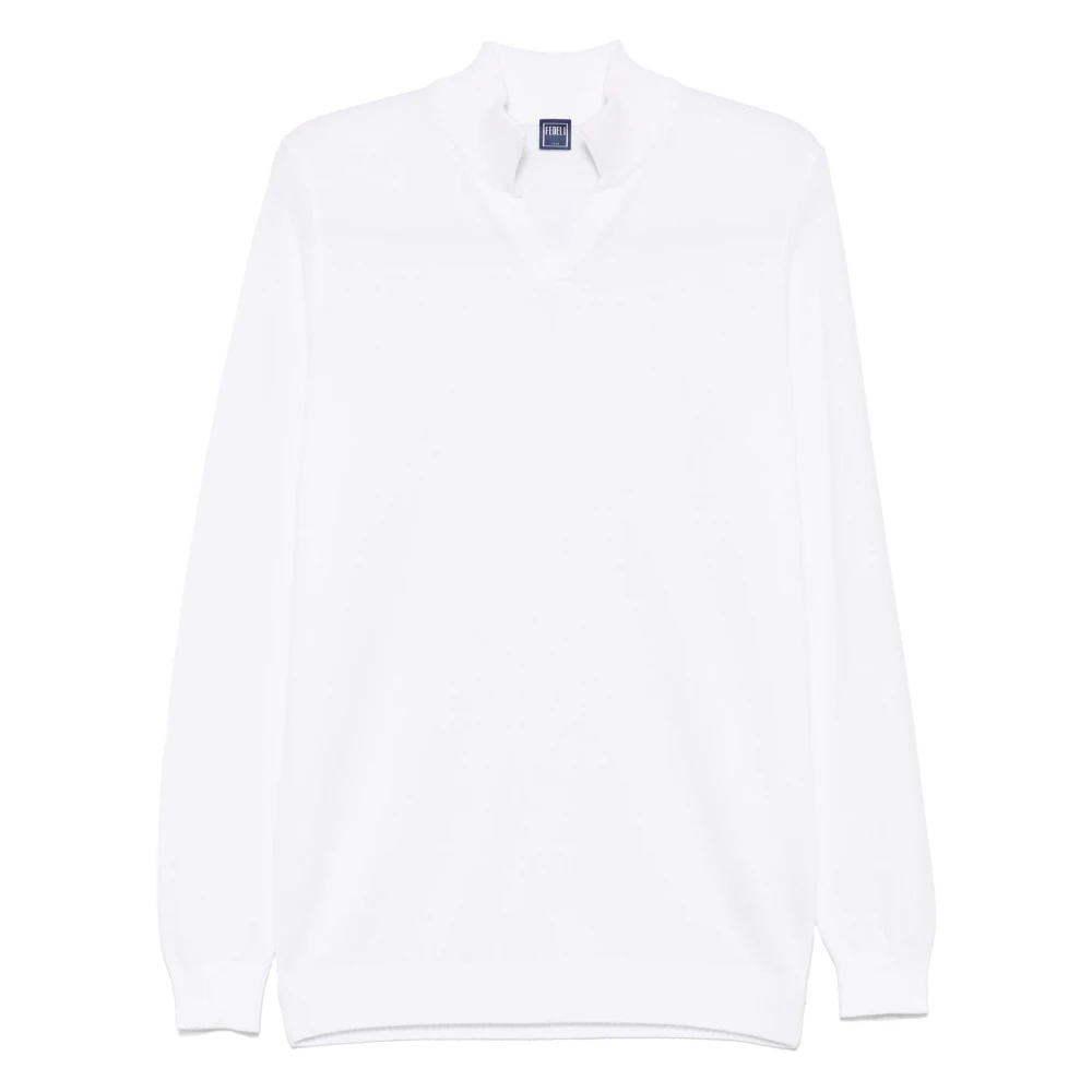 Fedeli Katoenen trui Made in Italy White Heren