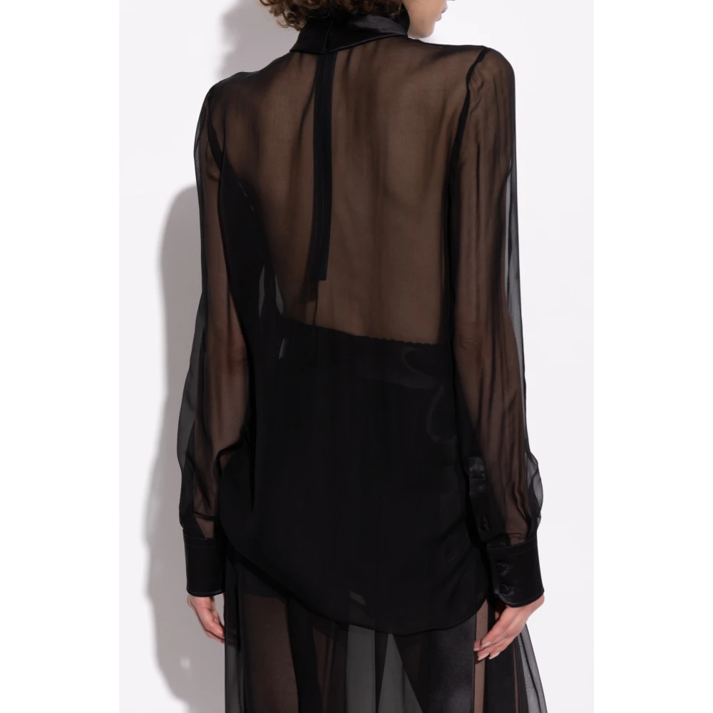 Dolce & Gabbana Transparante top met opstaande kraag Black Dames