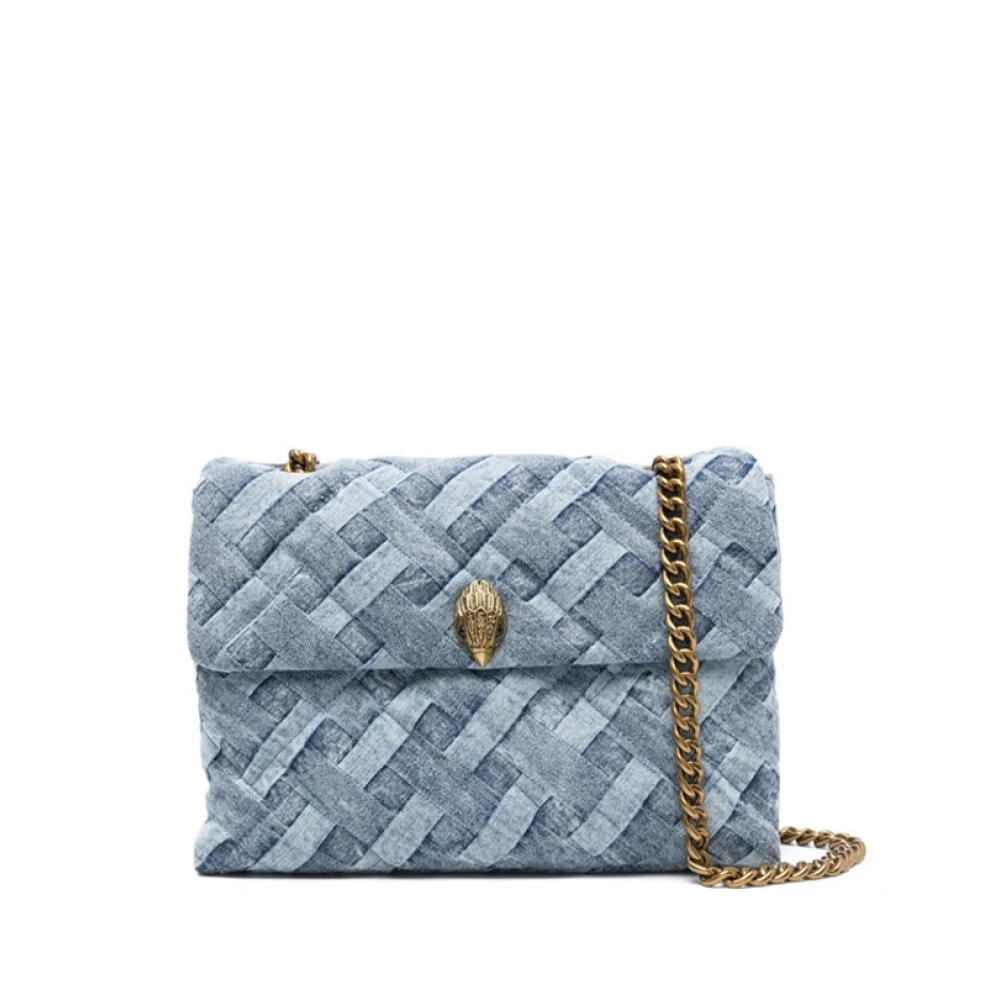 Kurt Geiger Blauwe Denim Schoudertas met Bedrukte Golven Blue Dames
