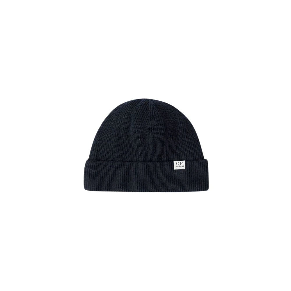 C.p. Company Unisex Blue Ribbed Re-Wool Beanie