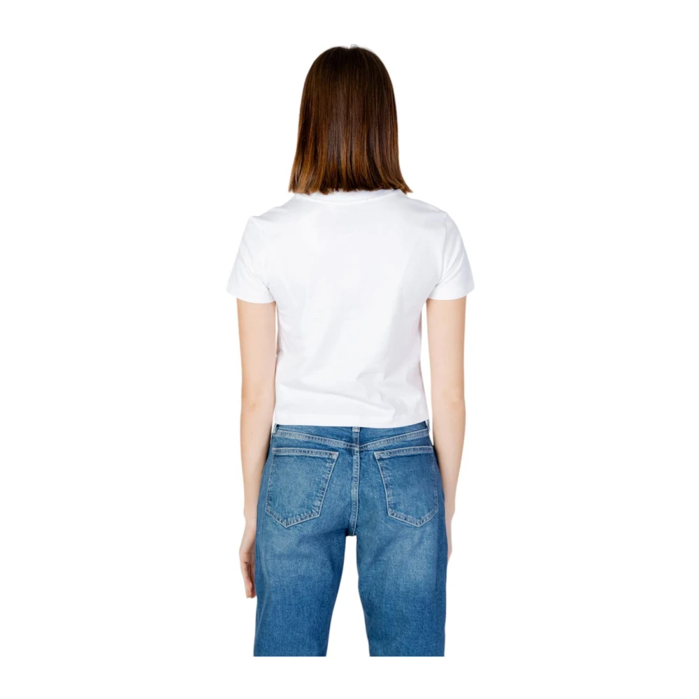 Calvin Klein Jeans Wit Katoenen Ronde Hals T-Shirt White Dames