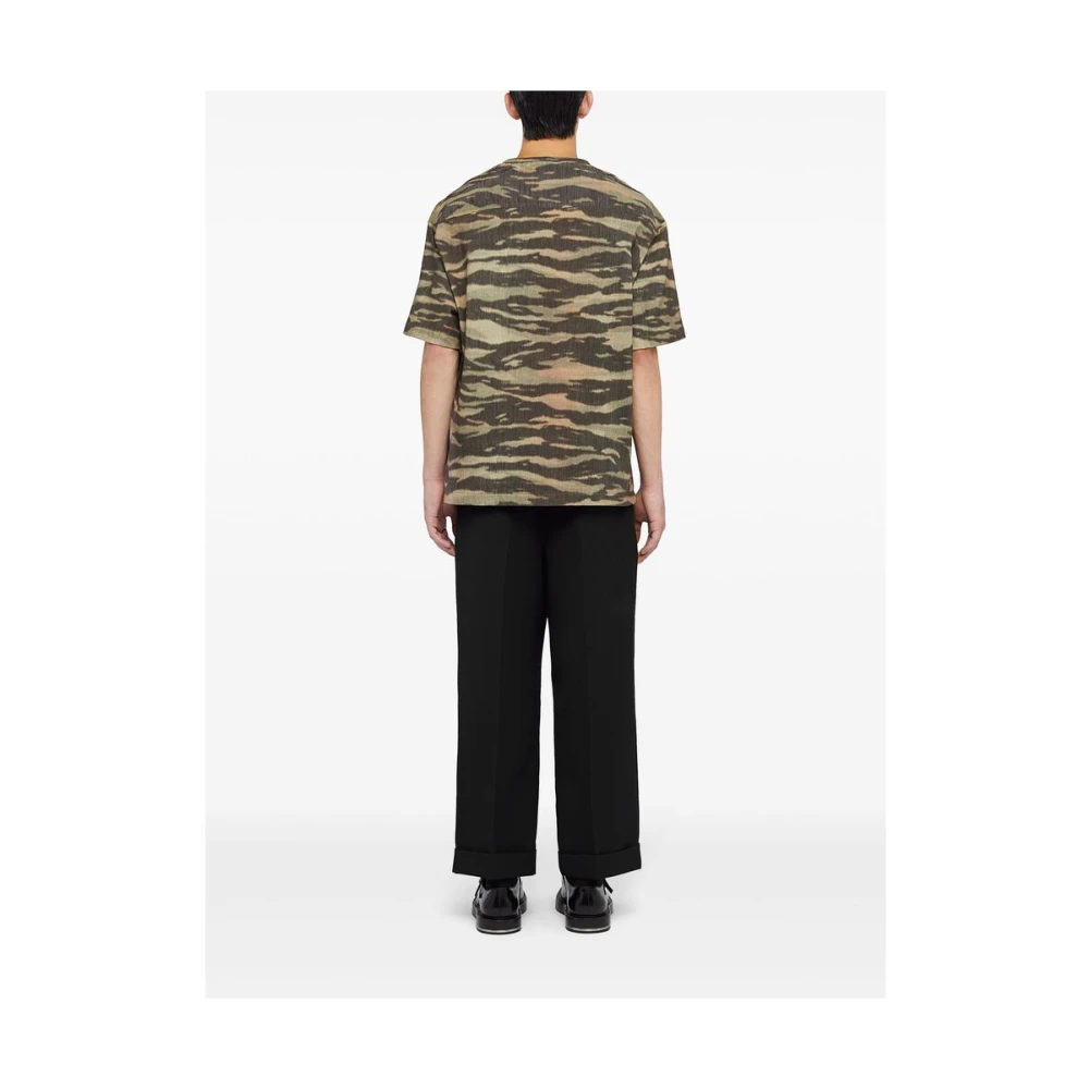 Jil Sander Zebra Print Crew Neck T-shirt Green Heren