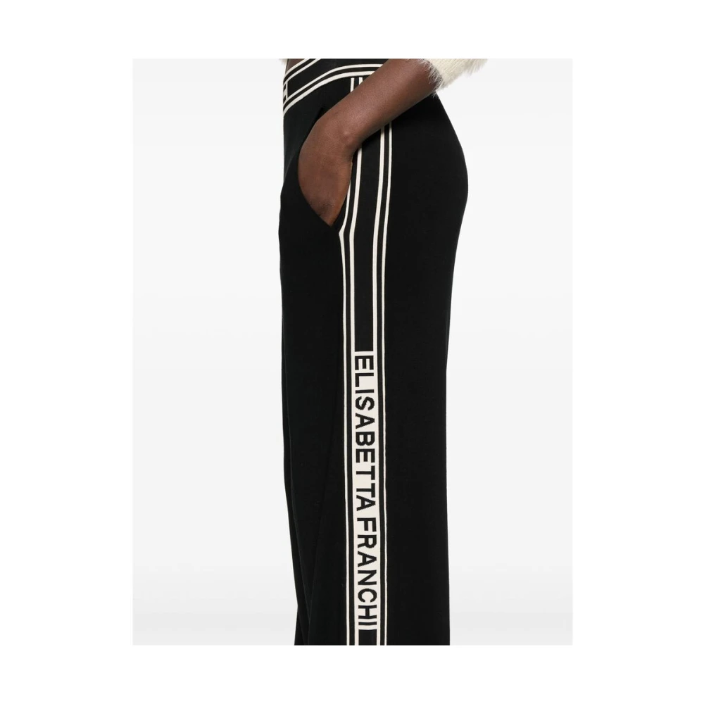 Elisabetta Franchi Zwarte elastische tailleband broek met zakken Black Dames