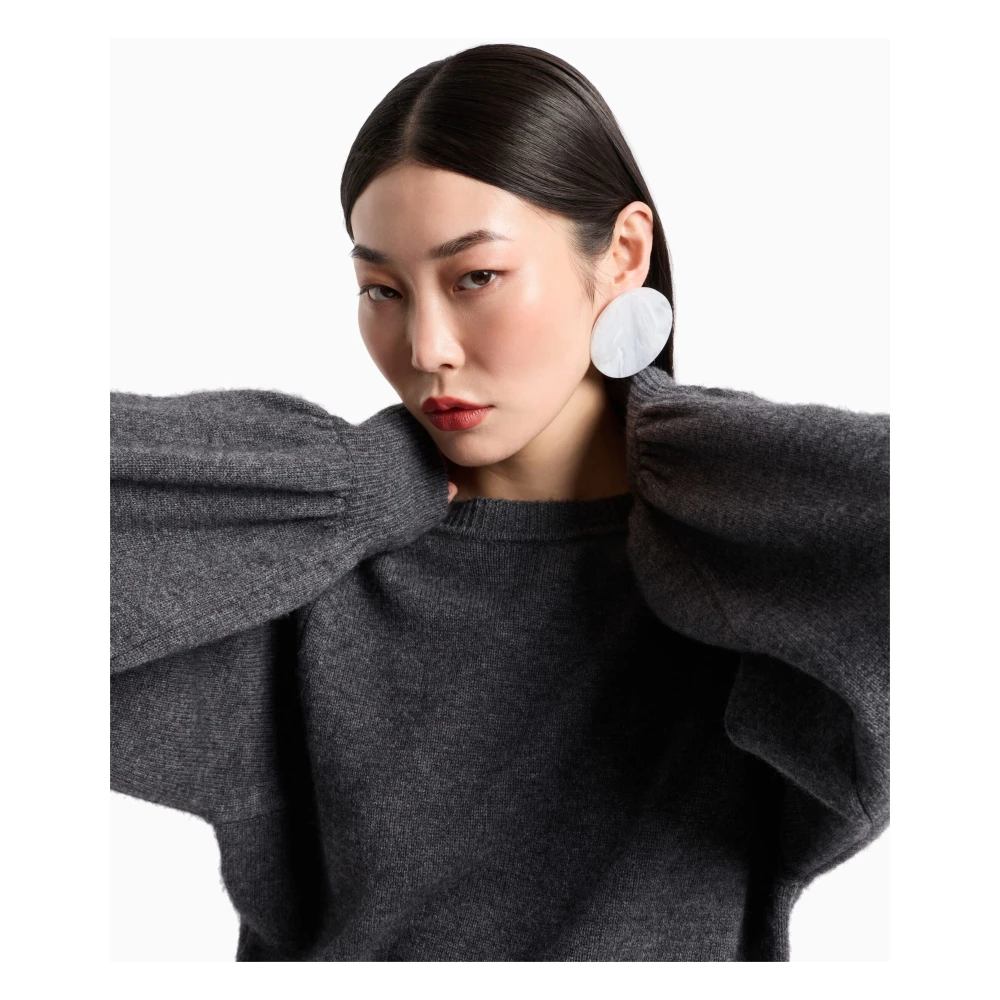 Emporio Armani Luxe Wol en Kasjmier Trui met Ballonmouwen Gray Dames