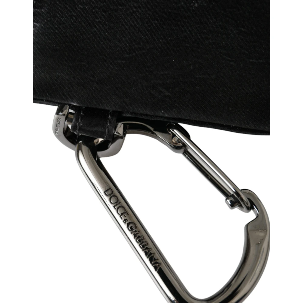 Dolce & Gabbana Zwarte Nylon Logo Plaque Sleutelhanger Tas Clutch Black Heren