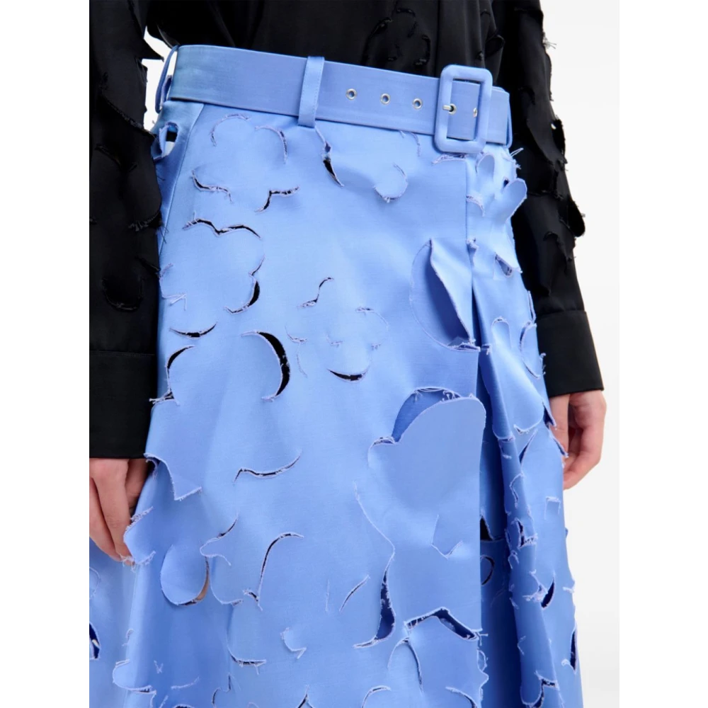 Marni Geplooide Midi Rok met Riem Blue Dames