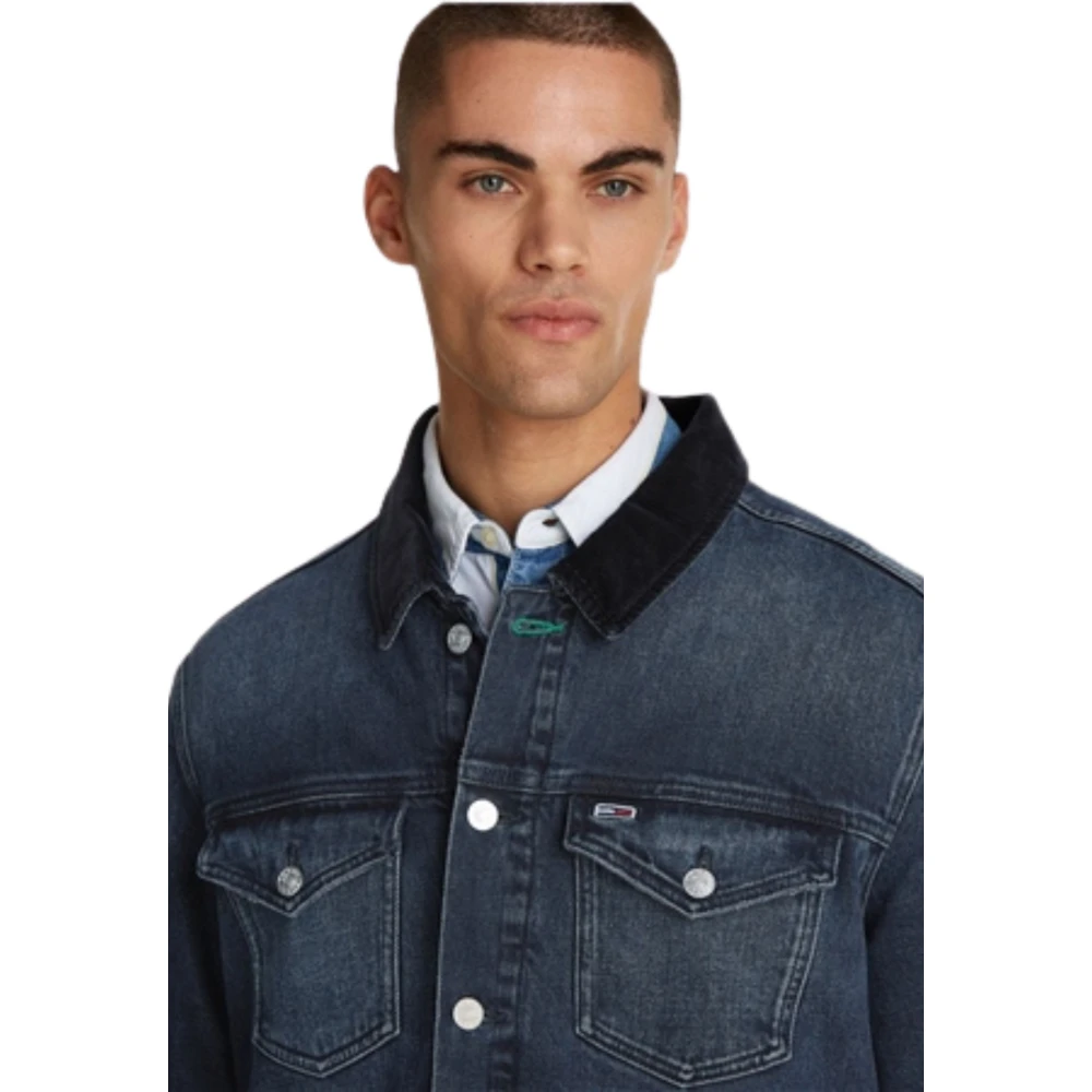Tommy Hilfiger Denim Stretch Jas Vervaagde Stiksels Blue Heren