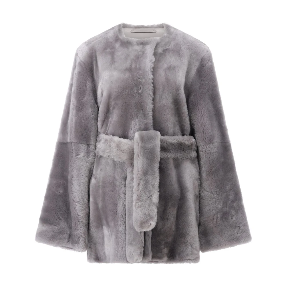 Totême Kvinno Grå Jackor Dam, L, Fuskpäls, Lyxig Shearling Jacka