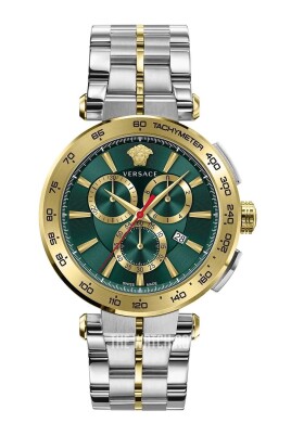 cadran-vert-chronographe-bracelet-en-cuir-montre
