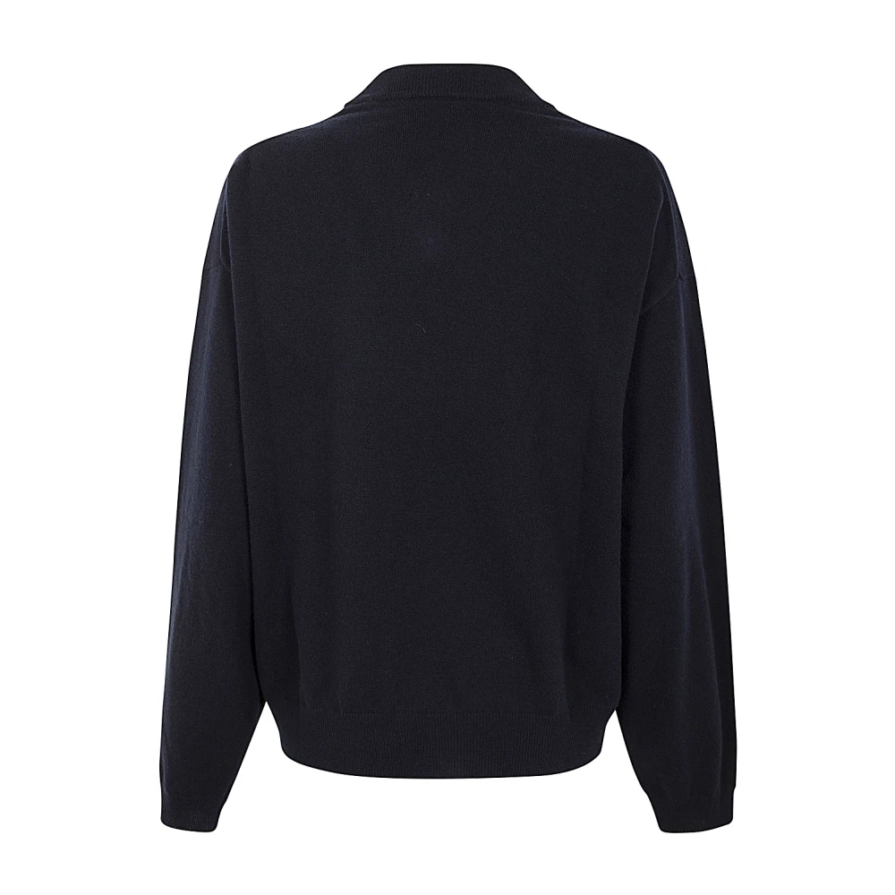 Studio Nicholson Donkerste Navy V-Hals Trui Blue Dames