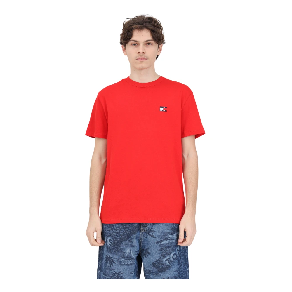 Tommy Jeans Rode Badge Tee Text T-shirt voor heren Red Heren