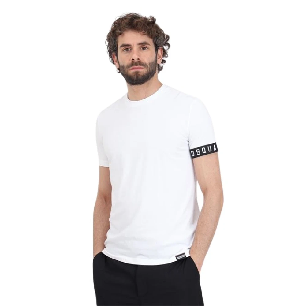 Dsquared2 Taped T-Shirt Wit Zomer Must-Have White Heren