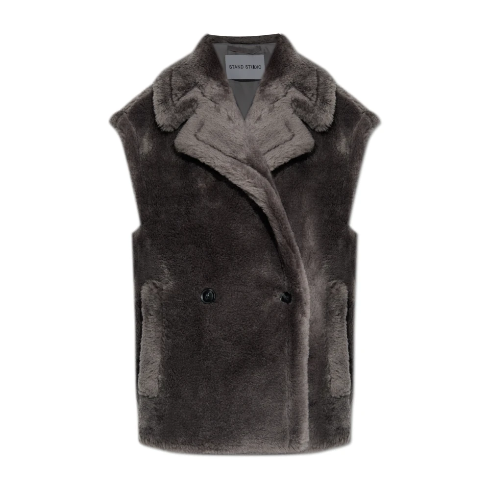 Stand Studio Women's Gray Furry Vest Carly