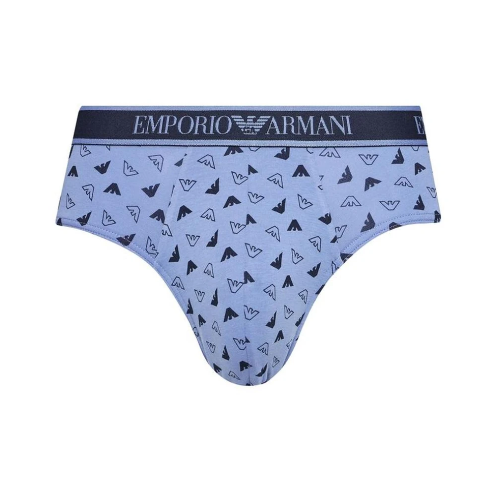 Emporio Armani Blauwe Katoenen Stretch Briefs Blue Heren