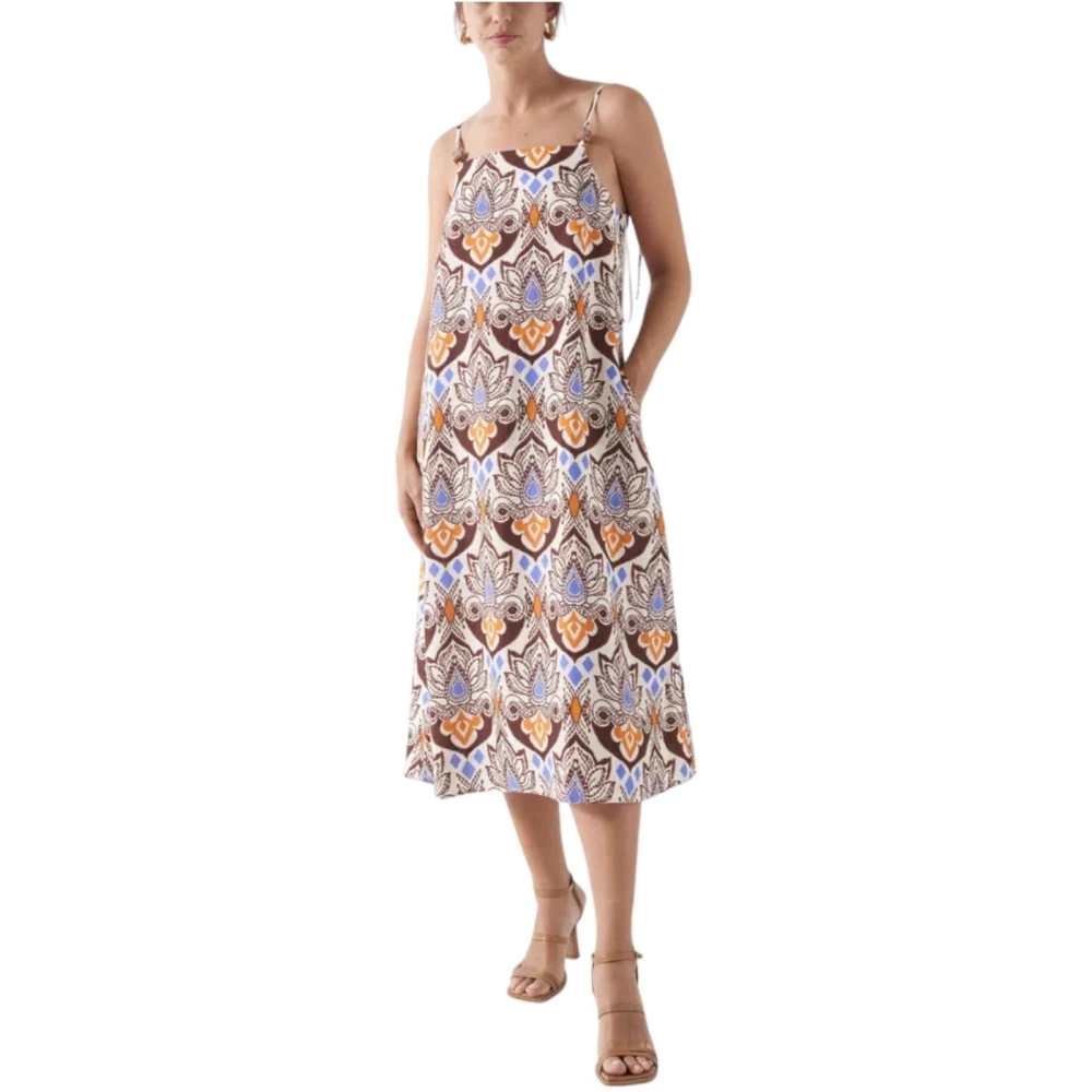 Salsa Multicolor Linen Summer Dress - Female - Midi Dresses - Xs - Dresses