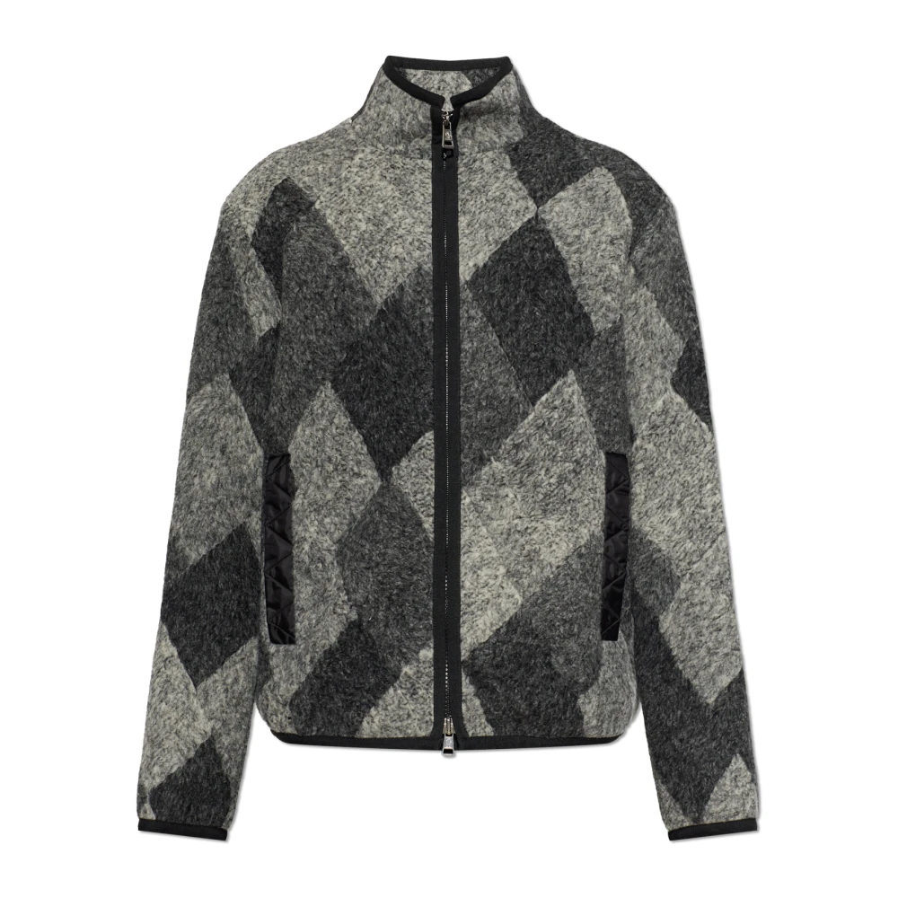Moncler Men's Grey Argyle Wool-Blend Jacket UK Size 36 - Mytheresa - Image 4