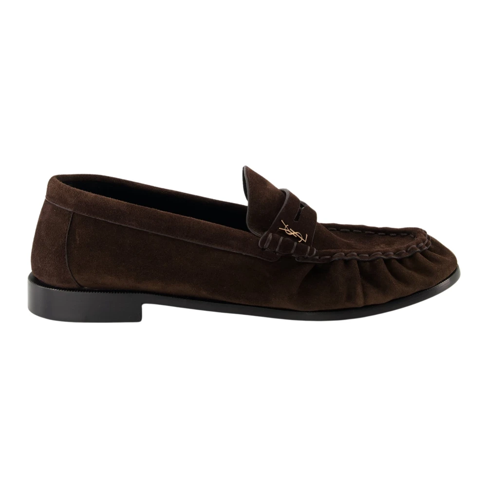 Saint Laurent Men's Brown Loafers, 9 1/2 Uk, Suede Loafer Mocassins Elegant Design