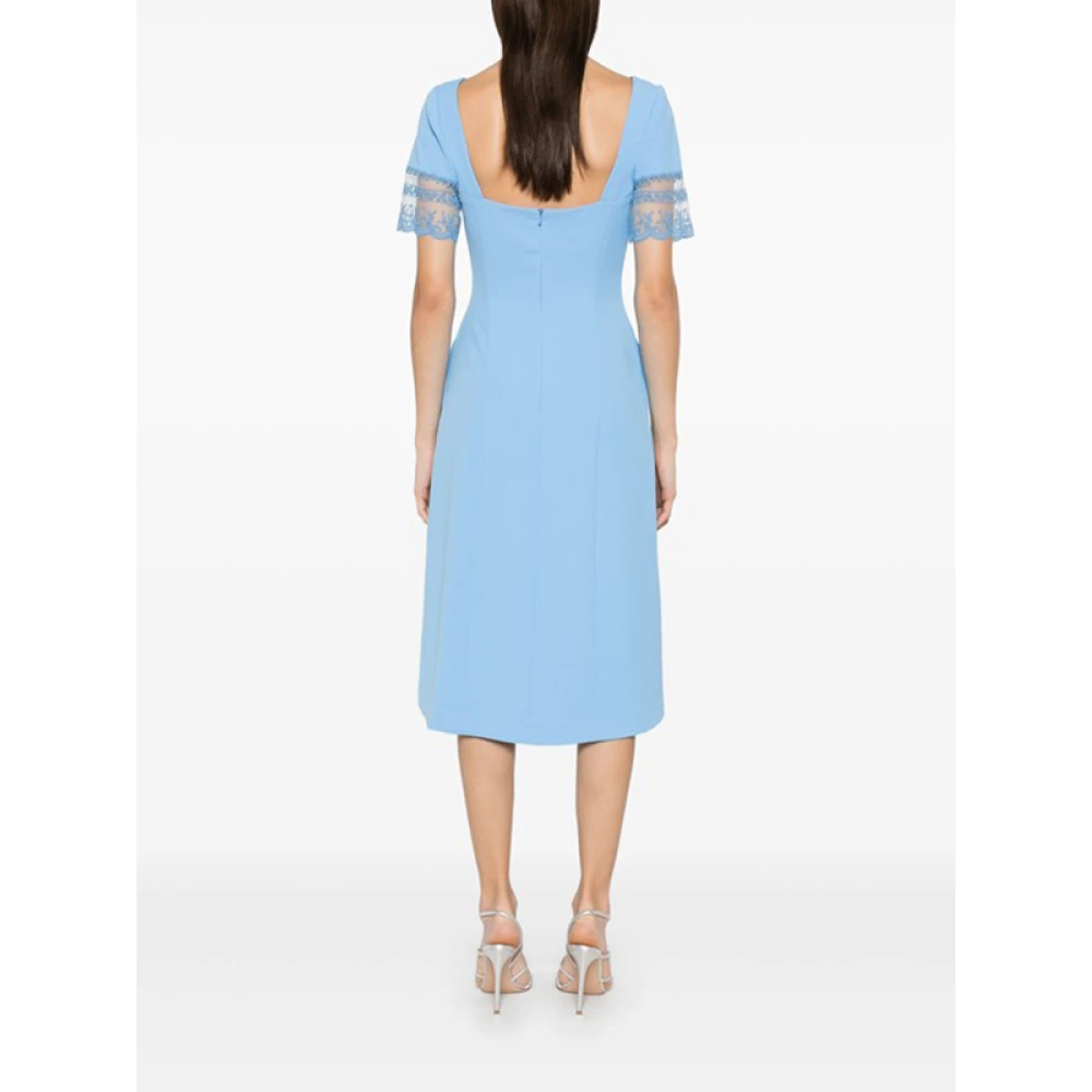 Ermanno Scervino Blauwe Kant Detail Midi Jurk Blue Dames