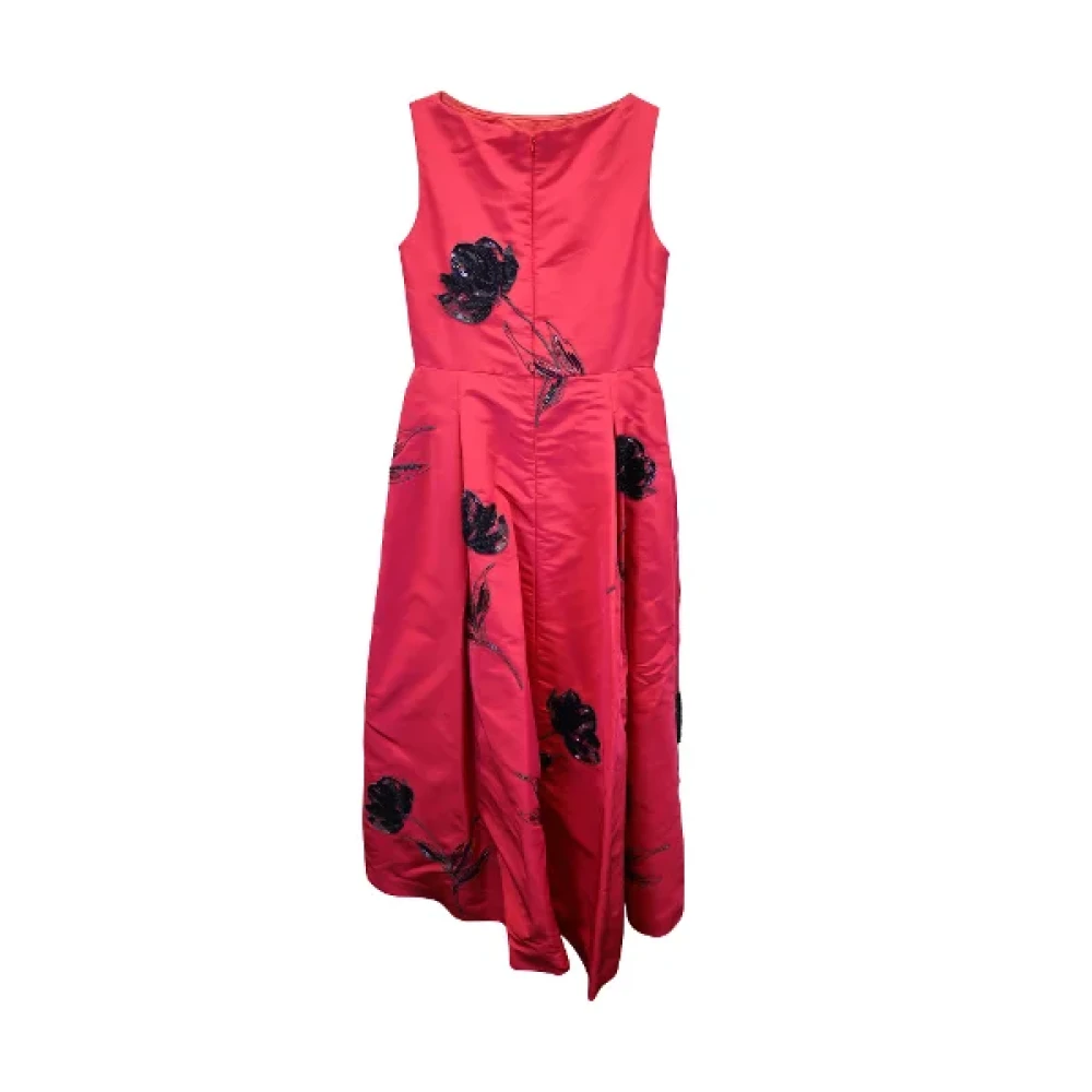 Oscar De La Renta Pre-owned Silk dresses Red Dames