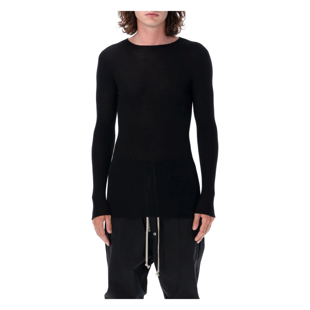 Rick Owens Geribbelde Top met Ronde Hals Black Heren