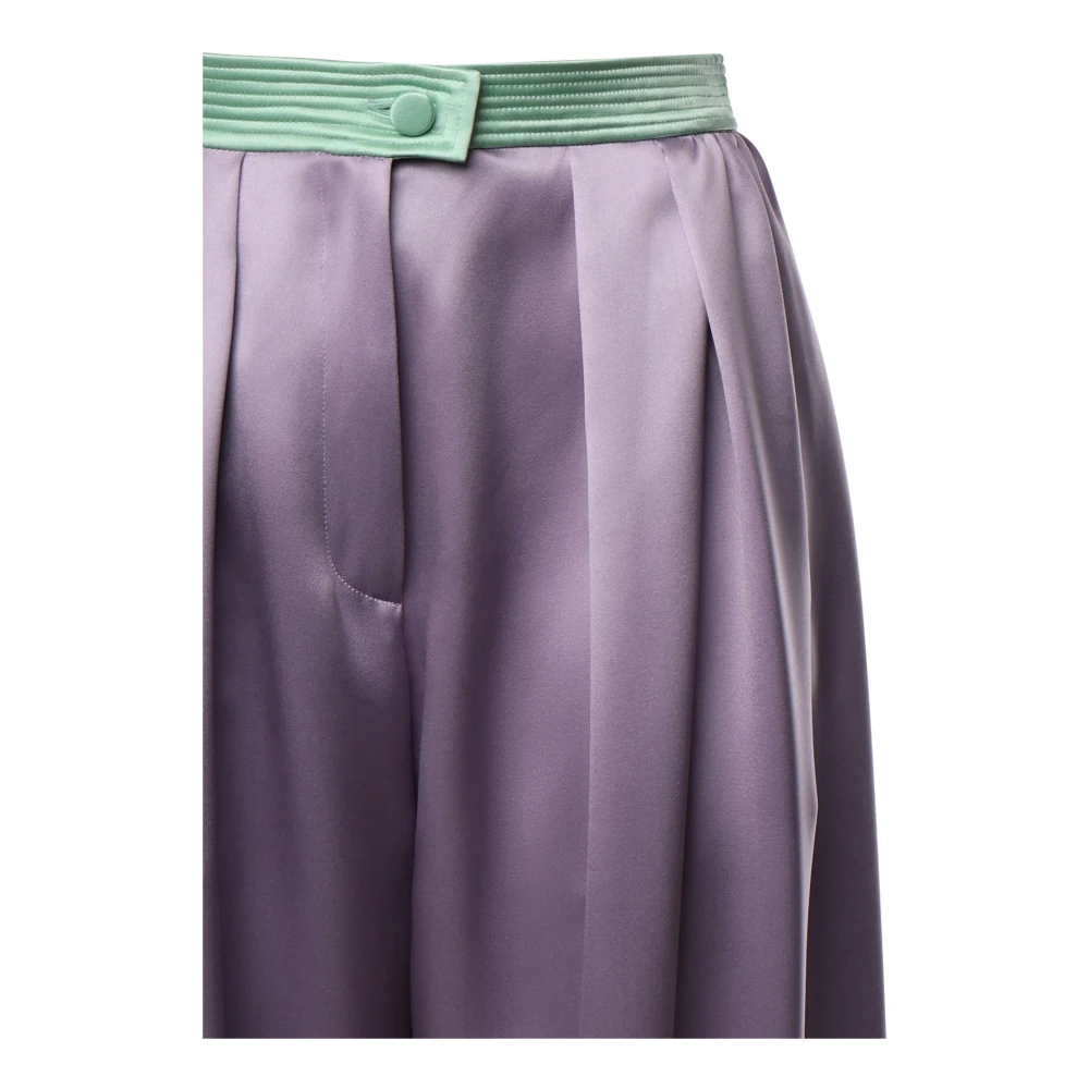 Valentino Garavani Zijden Contrast Bustier Broek Paars Groen Purple Dames