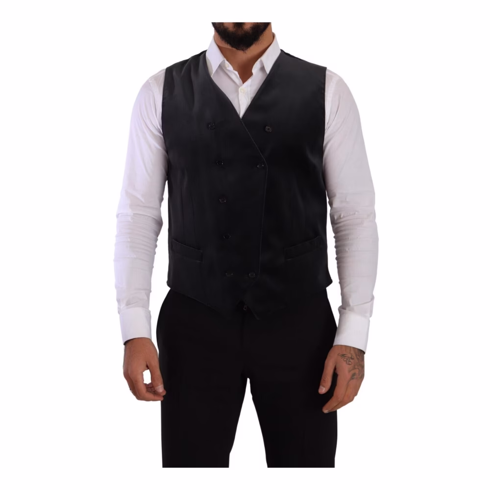 Graues Samt Slim Fit Weste
