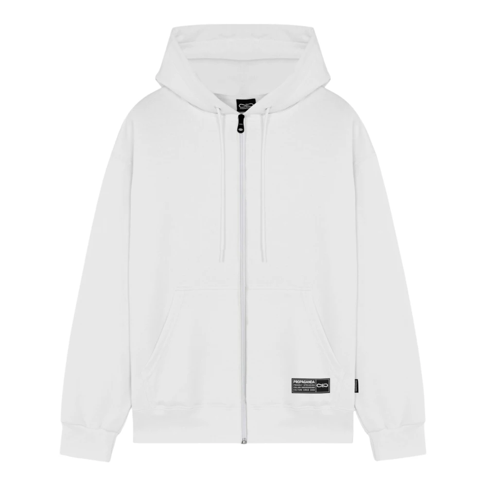Propaganda Katoenen Hoodie met Rits en Print White Heren
