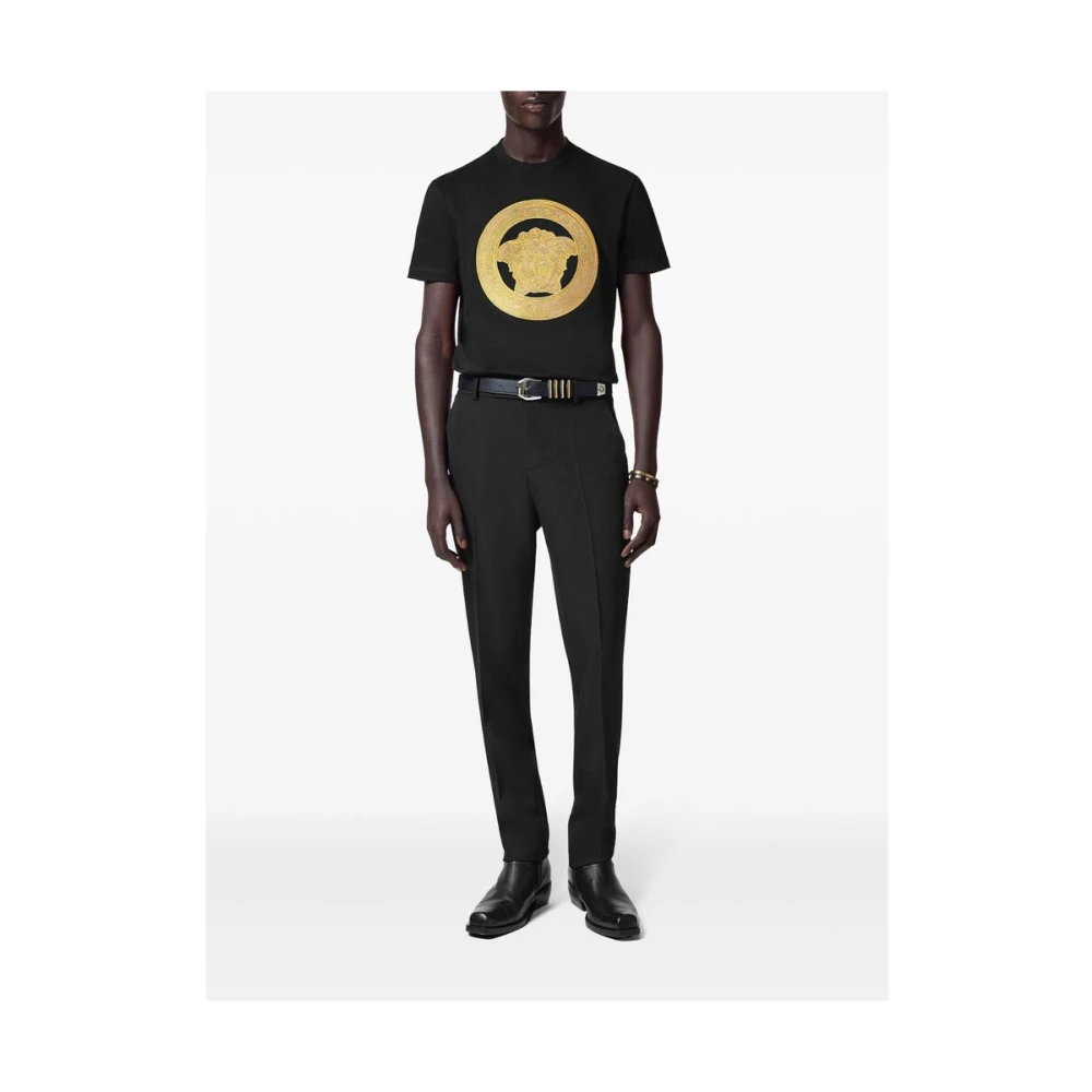 Versace Zwarte Grafische Print T-shirt met Ronde Hals Black Heren