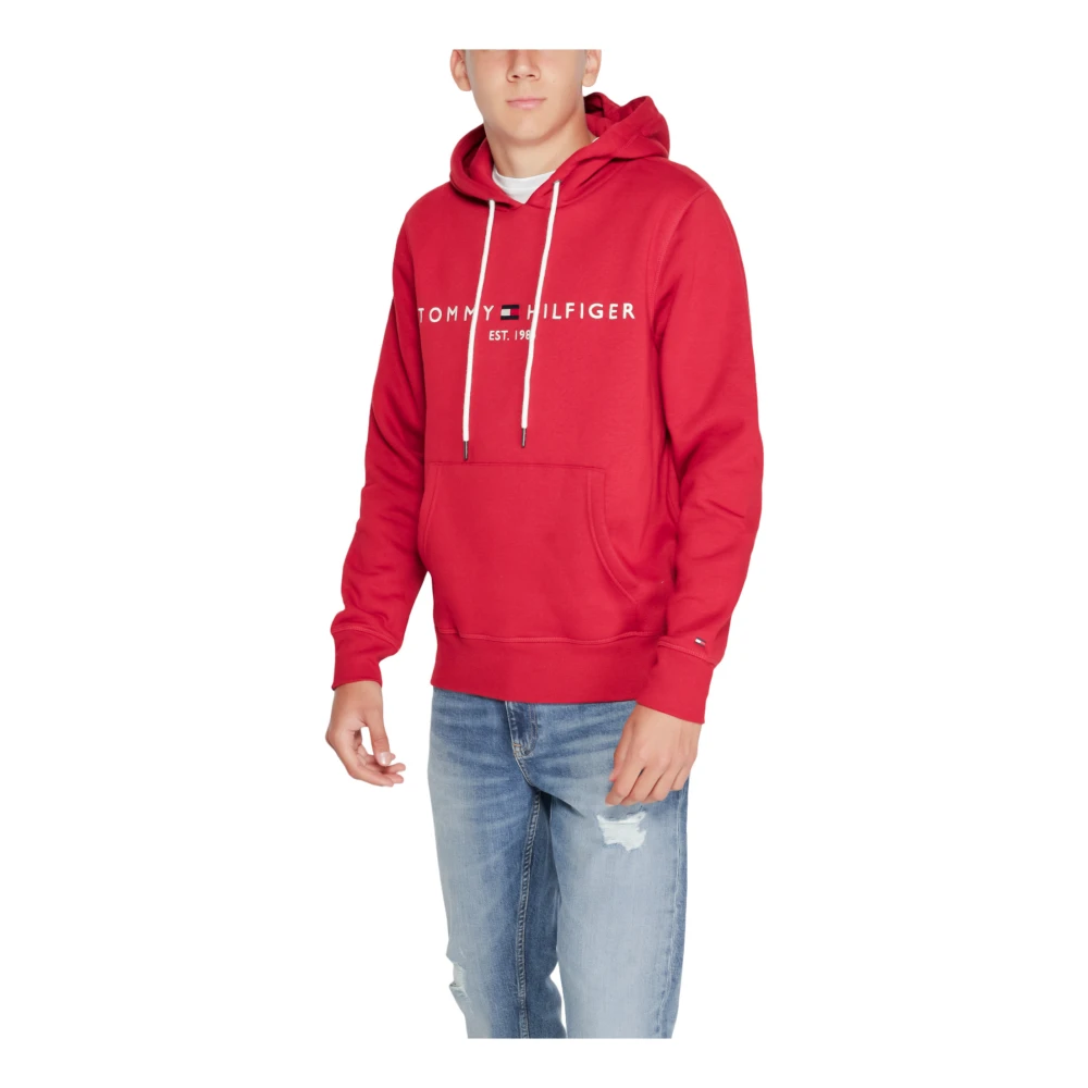 Tommy Hilfiger Rode Bedrukte Hoodie met Voorzakken Red Heren