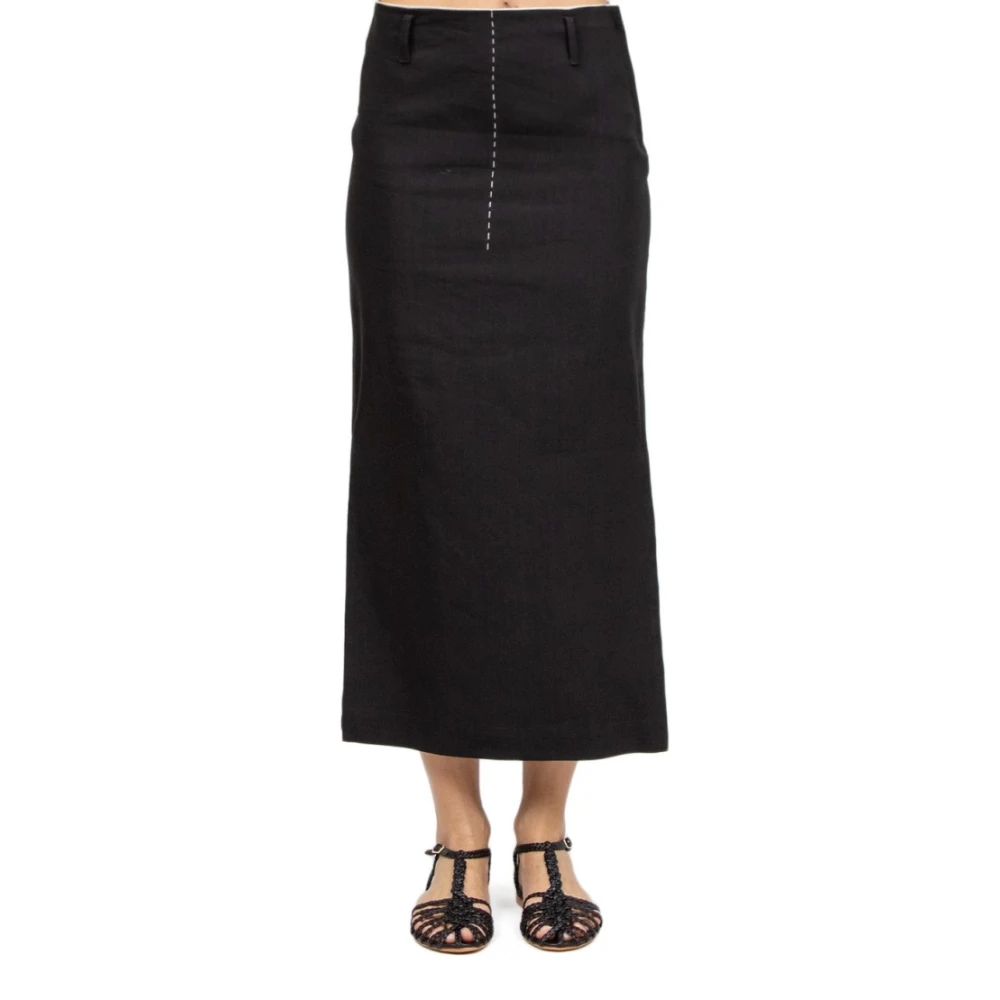 Tela Zwarte Jersey Crepe Pencil Rok Black Dames