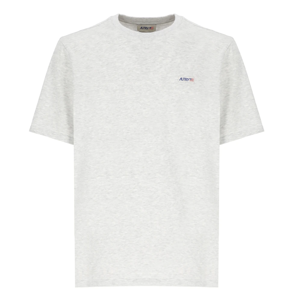 Autry Grijze Katoenen T-shirt met Logolabel Gray Heren