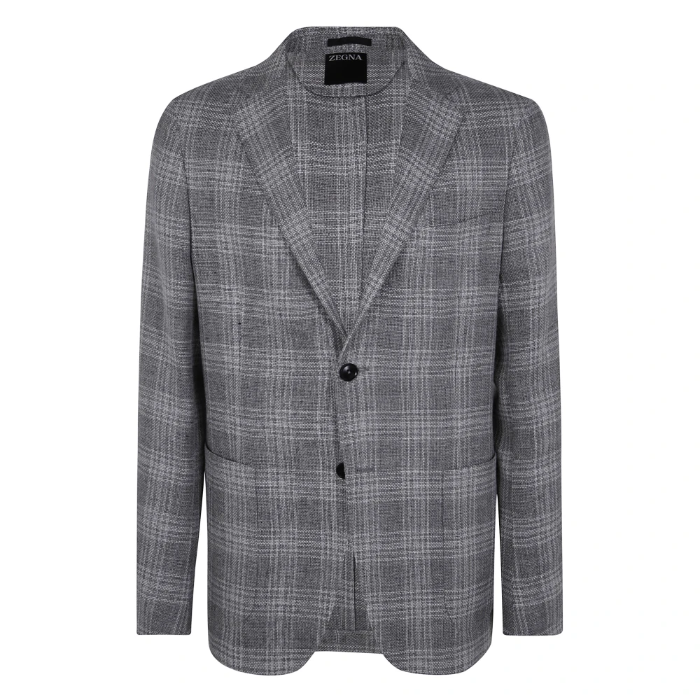 Ermenegildo Zegna Ull Linne Jacka Stilfull Mode Gray, Herr