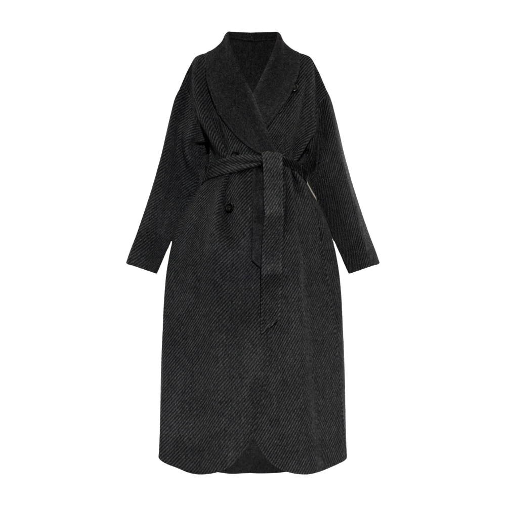 Emporio Armani Belted Double-Breasted Coat - Female - Belted Coats - Black - S - Coats