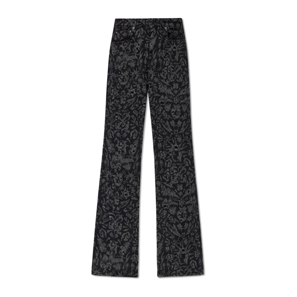 Off White Black Patterned Jeans - Female - Wide Jeans - W26 - Jeans