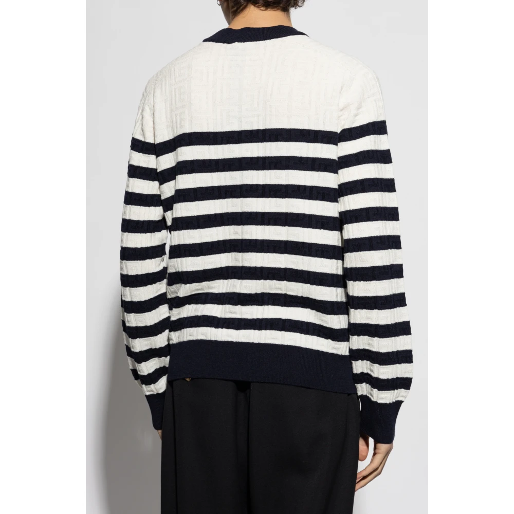 Balmain Trui met gestreept patroon Beige Heren