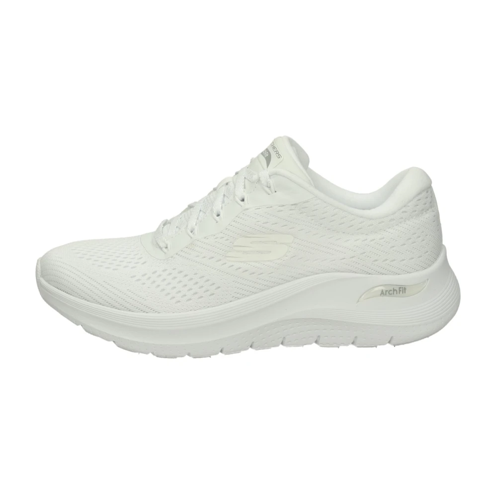 Skechers Women's White Sneakers, 4 Uk, Comfortable Vegan Mesh Trainers