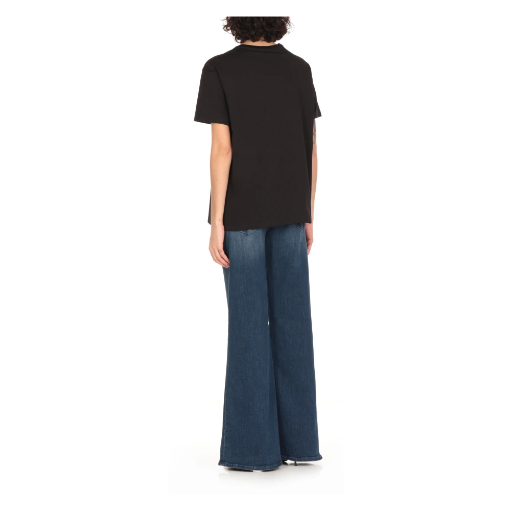 ETRO Zwart Katoenen T-shirt met Geborduurd Logo Black Dames