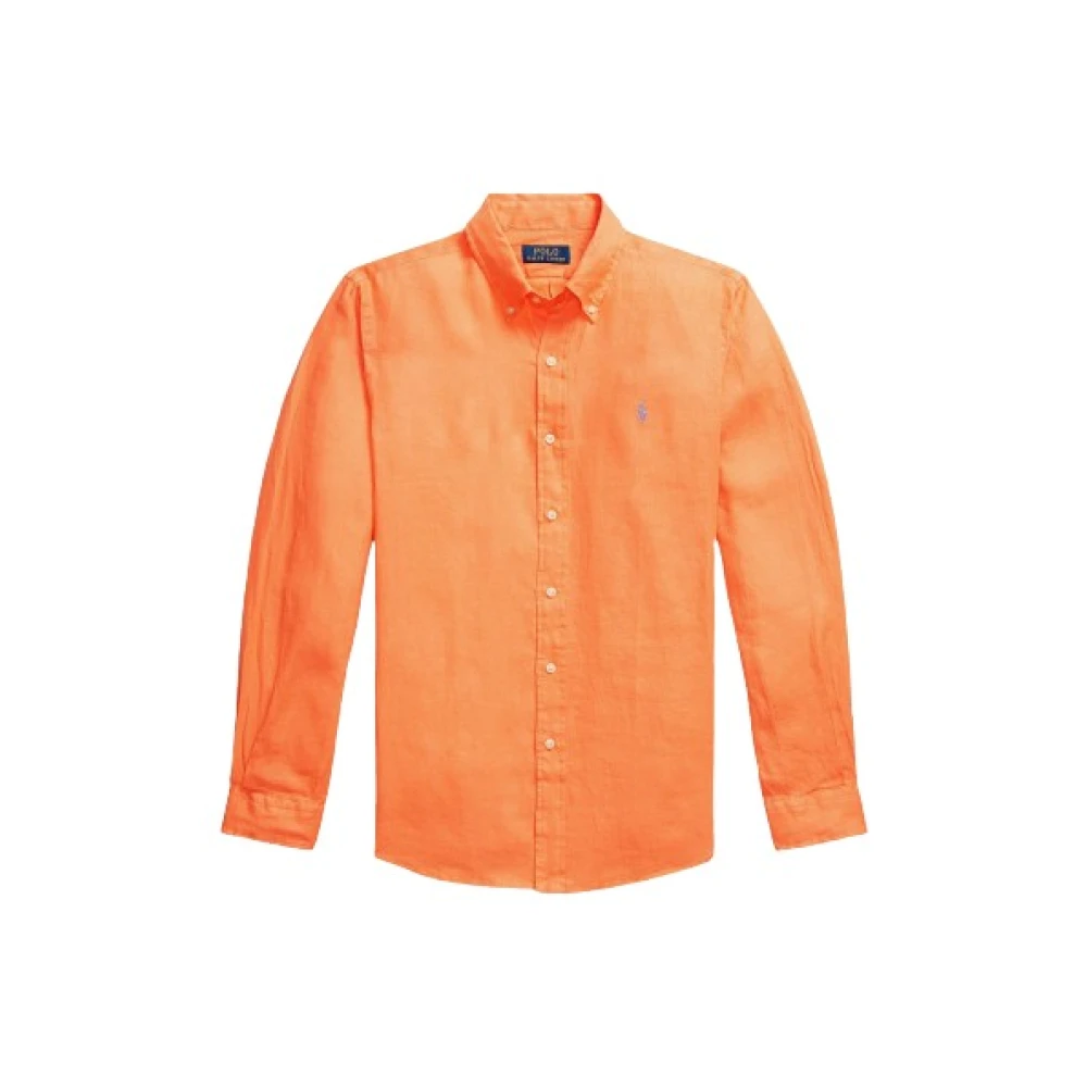 Polo Ralph Lauren Aangepaste Linnen Overhemd Orange Heren