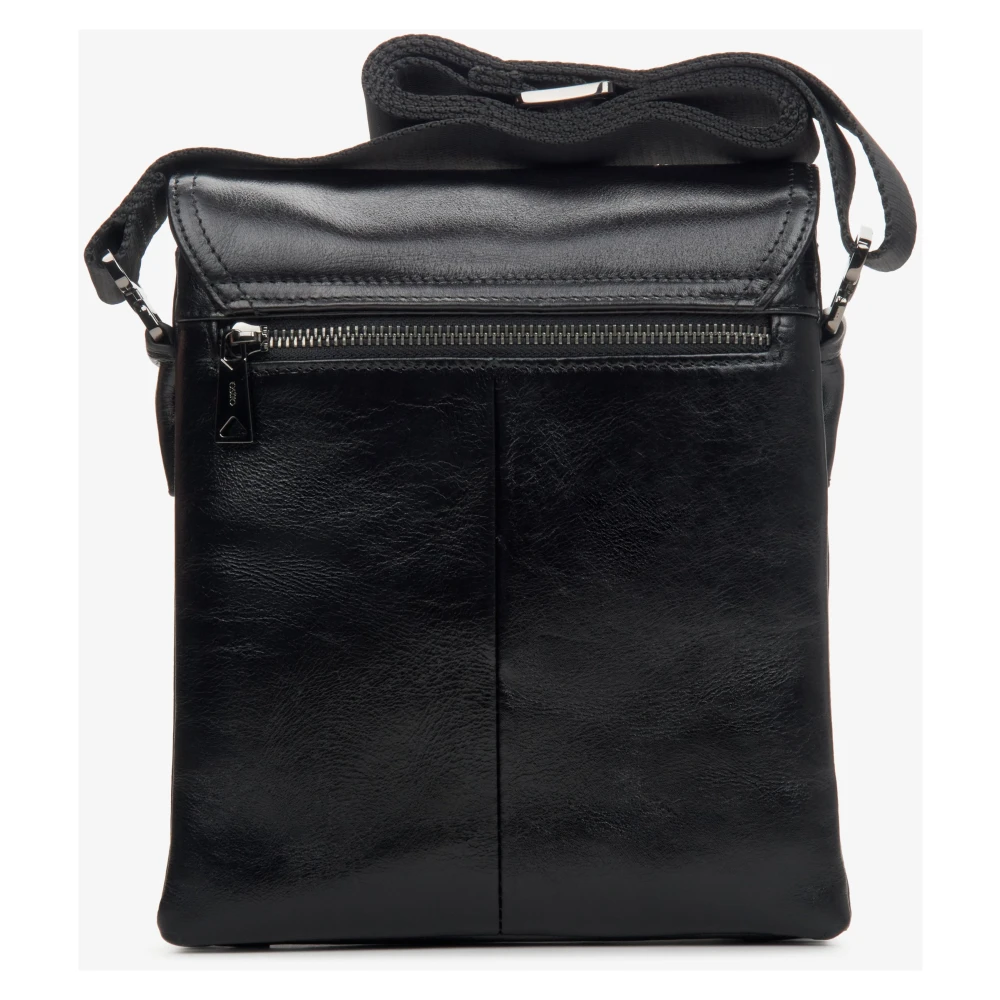 Estro Heren Kleine Zwarte Messenger Schouder Tas gemaakt van Echt Leer Er00114152 Black Heren